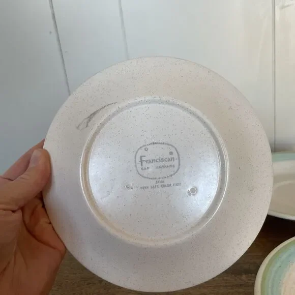 Vintage Franciscan Earthenware Tulip Time Coffee Saucers 6 1/4" Set of 4 - Picture 6 of 8